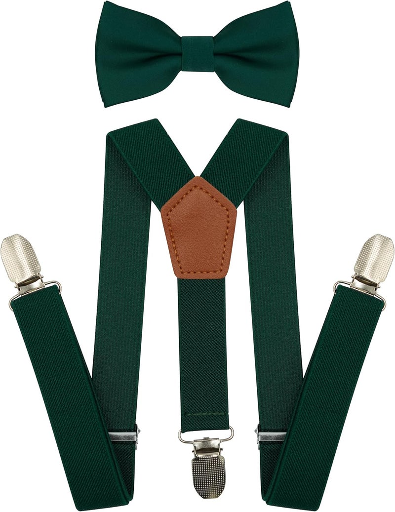 BEWDIO Adjustable Baby Boy Suspenders and Bow Tie, Pre-tied Kids Bowtie and Elastic Suspenders with 4 Strong Metal Clips - Image 1